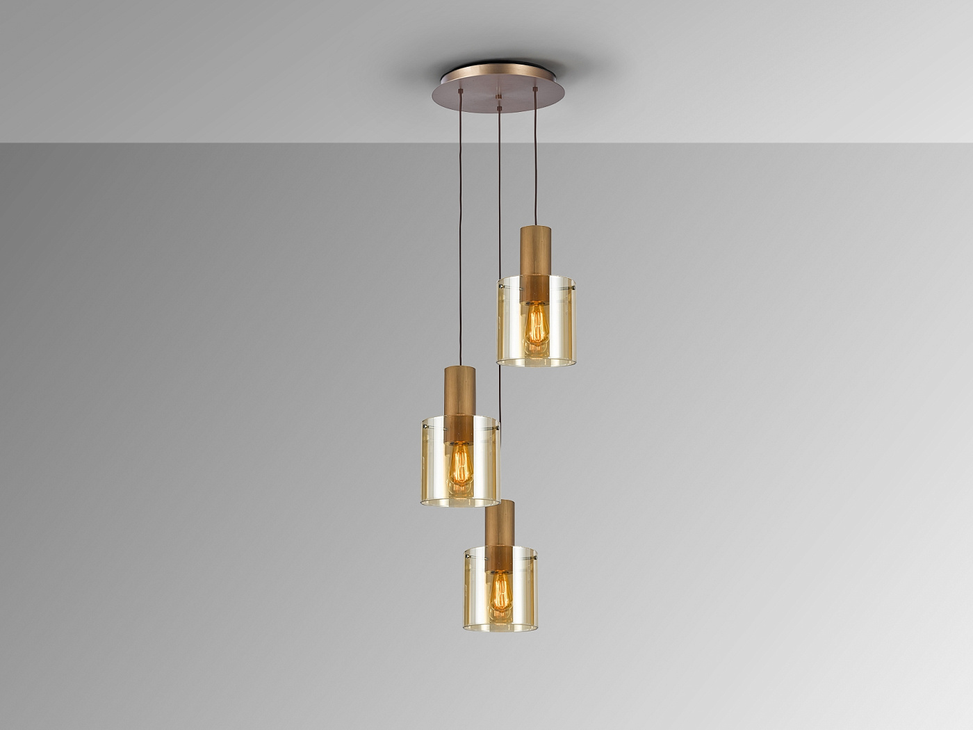 Venize Люстра 3L медный-янтарный