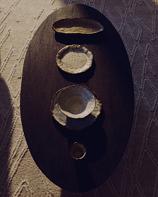 Ovak Журнальный столик из акации с чёрной отделкой 140 x 70 см