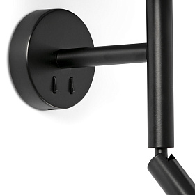 Настенный светильник Windsor черный/Leinen с ридером 1xE27