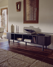 Mailen Тумба под ТВ с 2 дверцами из ясеневого шпона темной отделки 200 х 50 см