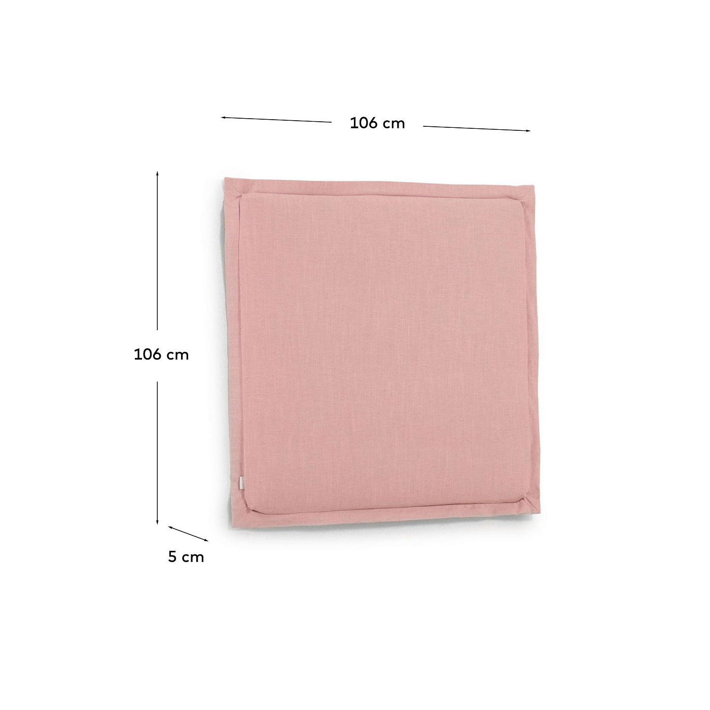 Изголовье из льняной ткани розового цвета Tanit со съемным чехлом 106 x 106 см