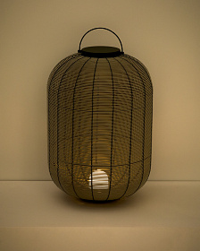 Портативная настольная лампа Saranella из светло-серого искусственного ротанга