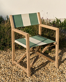 Уличный cкладной стул Vilara в зелёно-бежевую полоску из акации