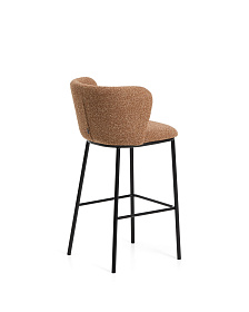 Барный стул Ciselia из терракотового шенилла с ножками из черной стали