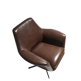Поворотное кресло 5093/A832-M1595 кожаное с ножкой из полированной стали