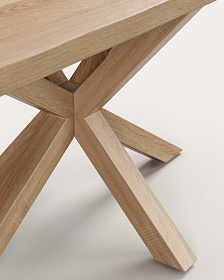 Стол Argo из беленого дубового шпона и стальных ножек с имитацией дерева, 180 x 100 см