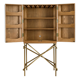 Высокий буфет 3272 из ткани, ореха и полированной золотистой стали