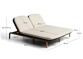 Двойной шезлонг Alipa из массива акации и веревки темно-серого цвета