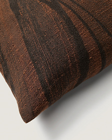 Чехол для подушки Frilo из коричневого хлопково-льняного жаккарда 50 x 50 см