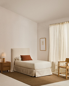 Кровать Jaira из белого шенилла со съемным чехлом для матраса 90x200