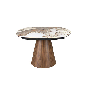 Раздвижной обеденный стол 1187 из керамики в мраморной отделке и ореха