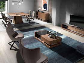 Сервант MK1317A /3140 ореховый с черным стеклом