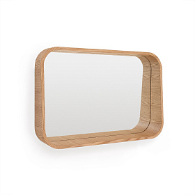 Salaya Зеркало в раме из ламинированной фанеры ясеня в натуральной отделке, 90 x 60