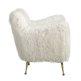 Белое кресло 5191 из ткани с длинным ворсом 