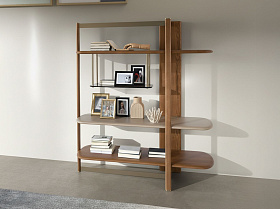 Стеллаж правый 3299 с полками из ореха и серо-бежевого лака