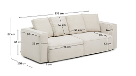 3-местный диван-кровать Marela бежевый шенилл 236 см