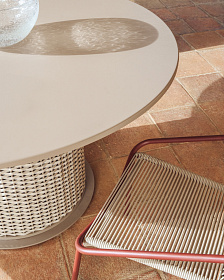 Уличный стол Sedalis цвета таупе из алюминия и веревки Ø135 см