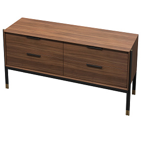 Комод BENISSA шпон ореха F, черный матовый лак, латунь